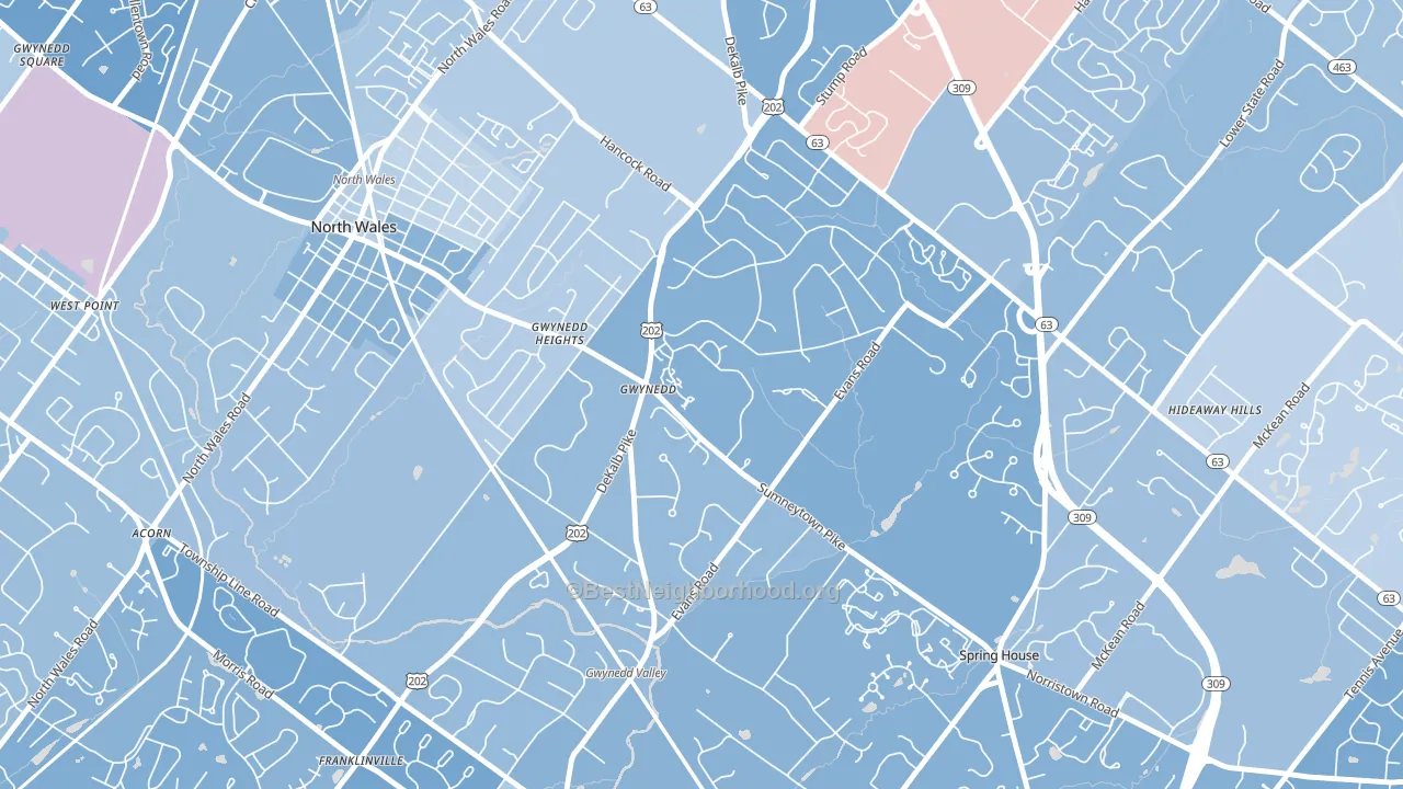 19436, PA block-group political-lean map