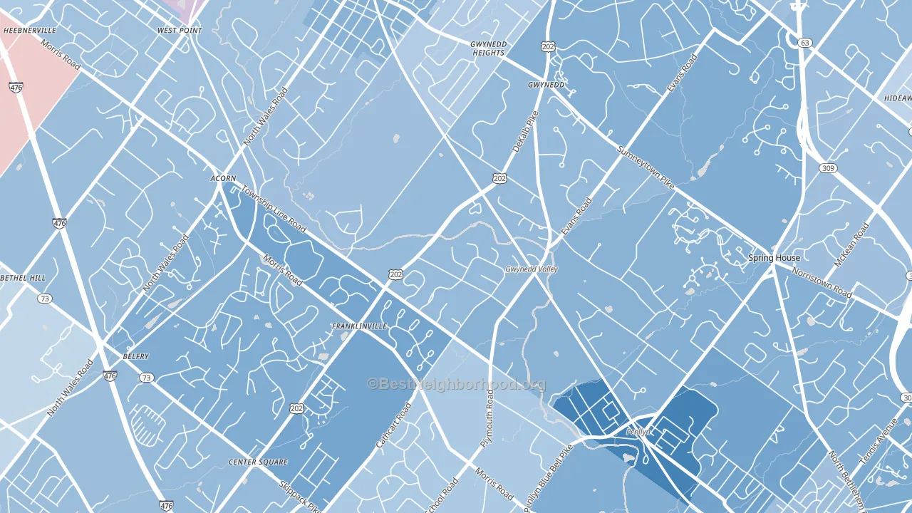 19437, PA block-group political-lean map