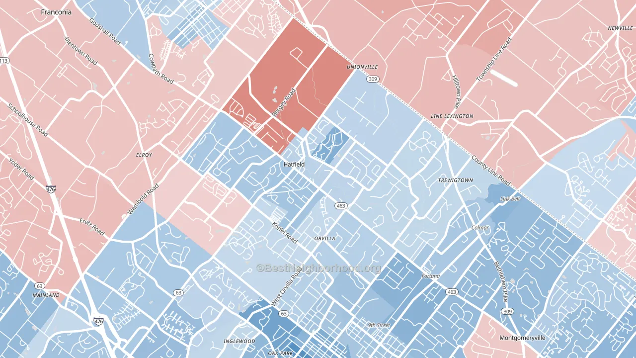 19440, PA block-group political-lean map