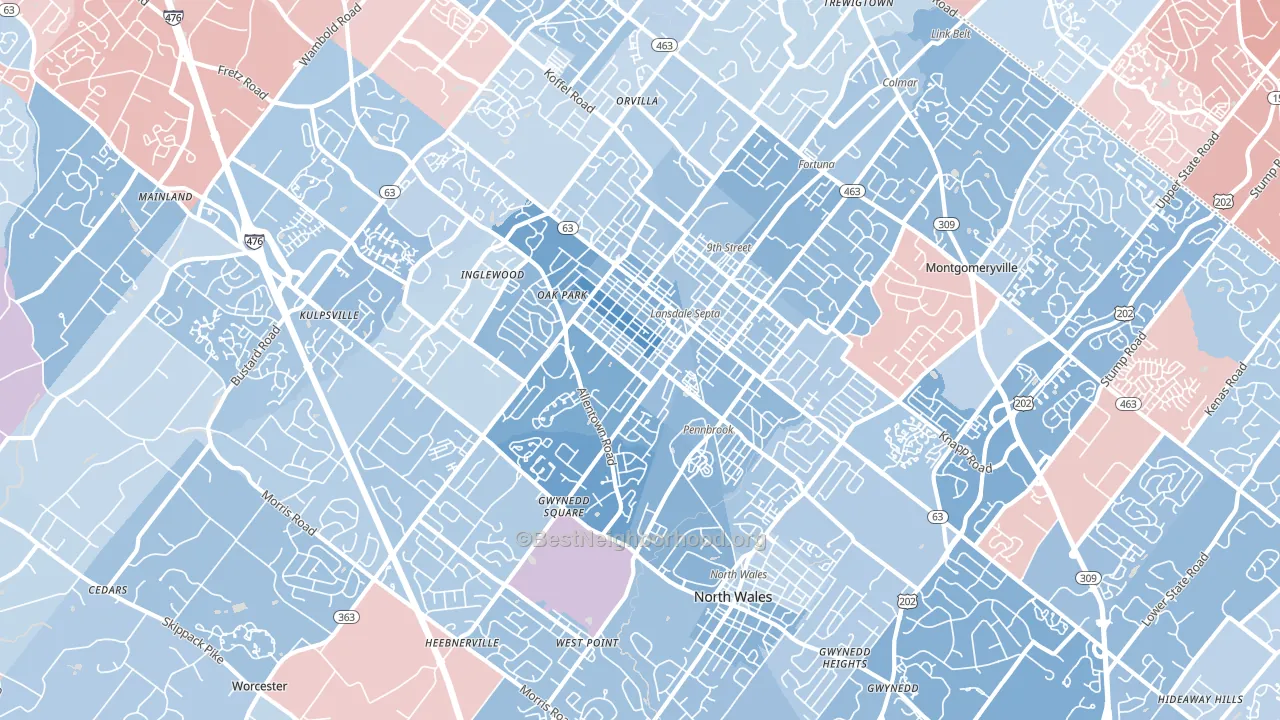 19446, PA block-group political-lean map