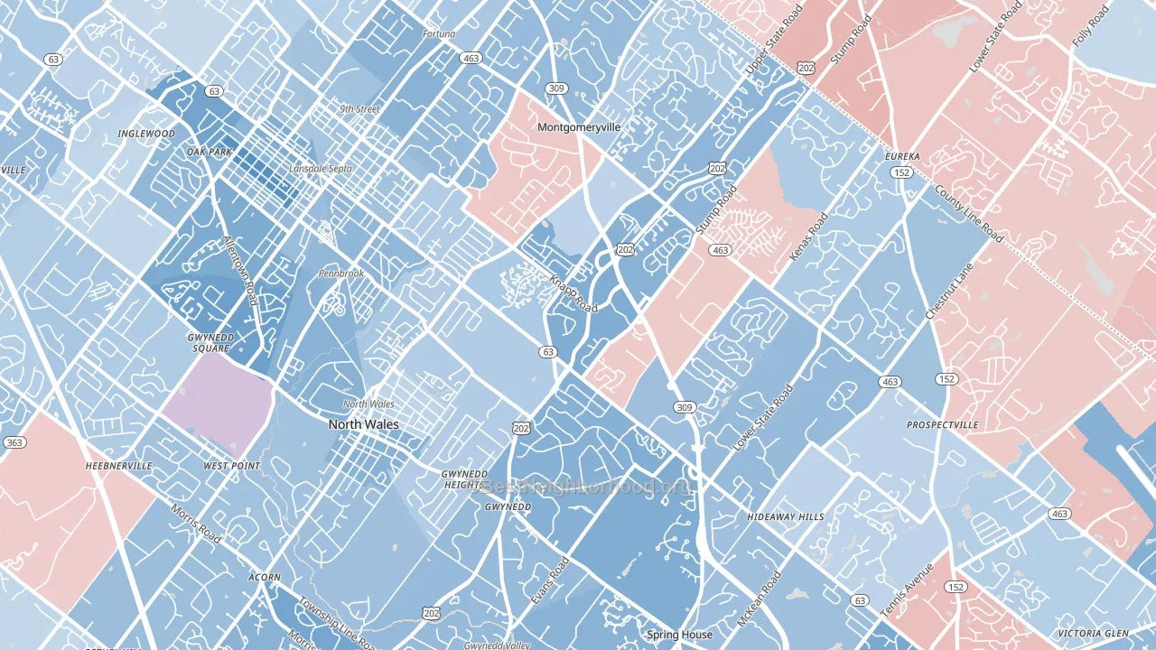 19454, PA block-group political-lean map