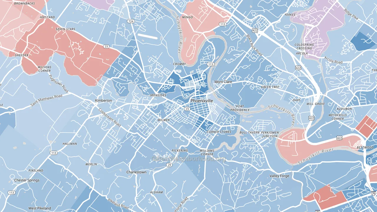 19460, PA block-group political-lean map