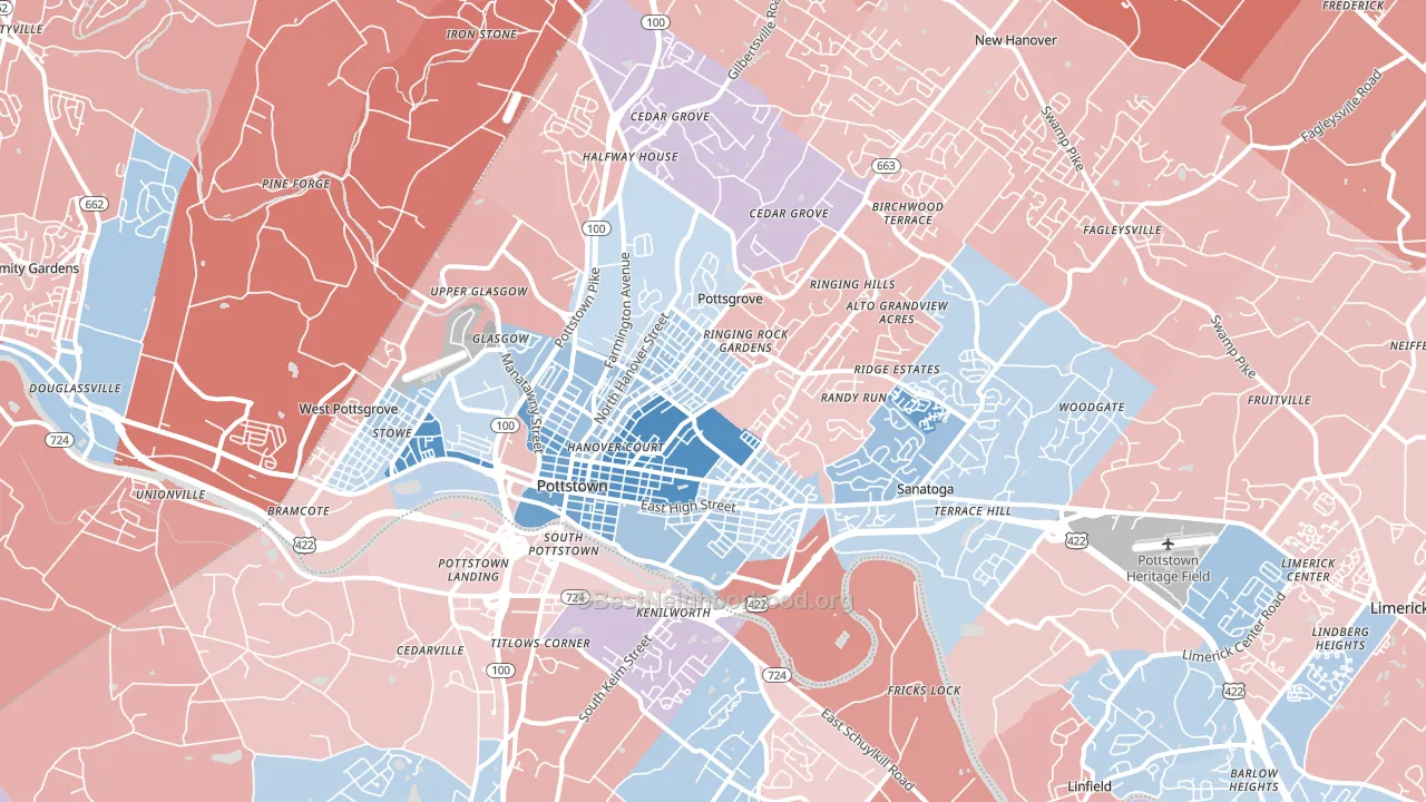19464, PA block-group political-lean map