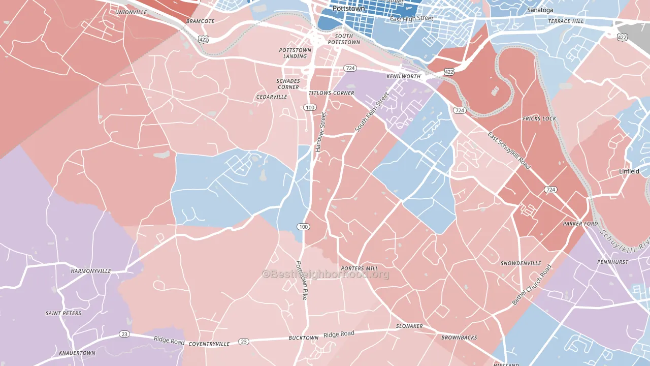 19465, PA block-group political-lean map
