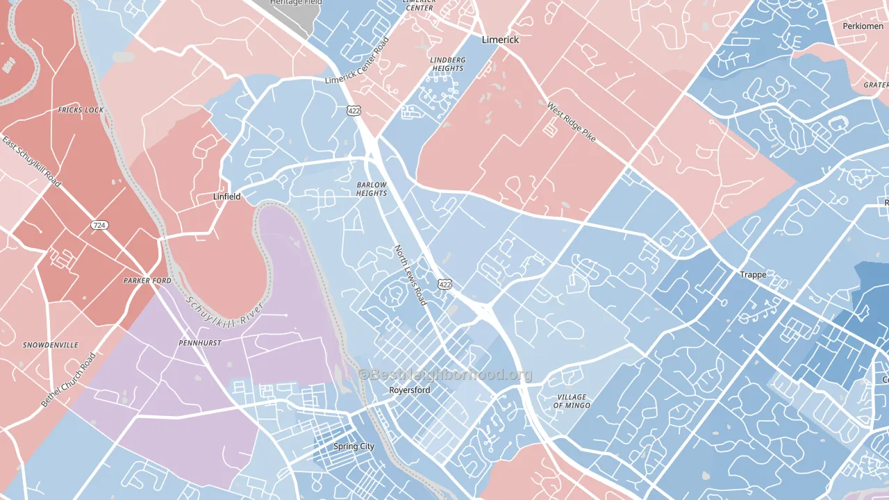 19468, PA block-group political-lean map