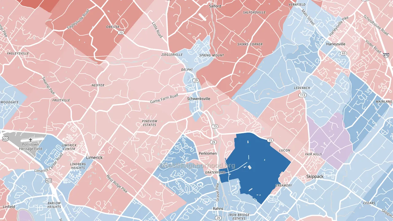 19473, PA block-group political-lean map