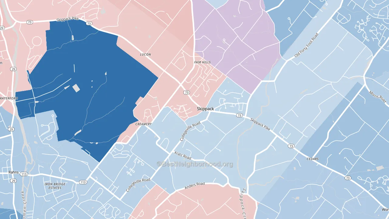 19474, PA block-group political-lean map