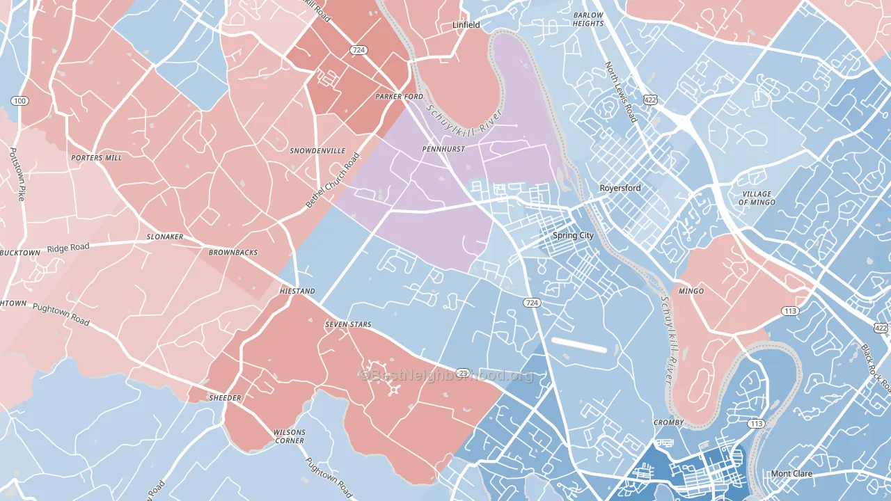 19475, PA block-group political-lean map