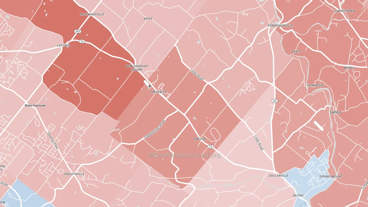 19492, PA block-group political-lean map