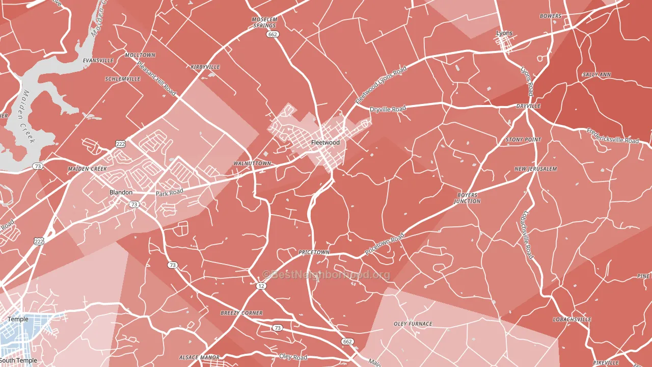 19522, PA block-group political-lean map