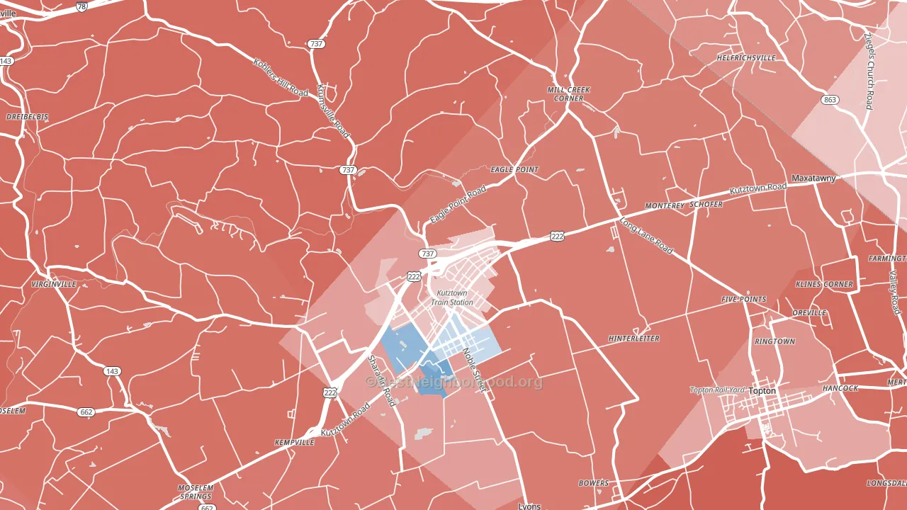 19530, PA block-group political-lean map