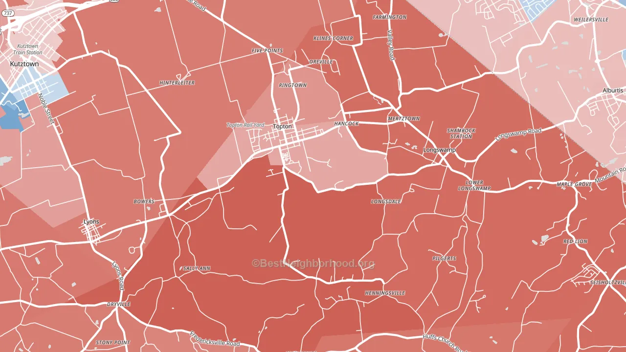 19539, PA block-group political-lean map