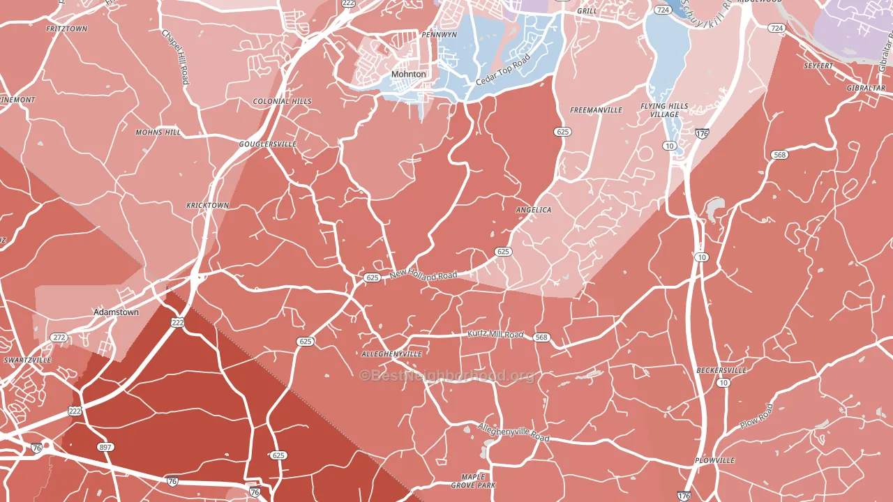 19540, PA block-group political-lean map