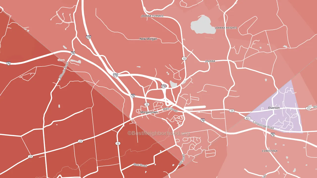 19543, PA block-group political-lean map