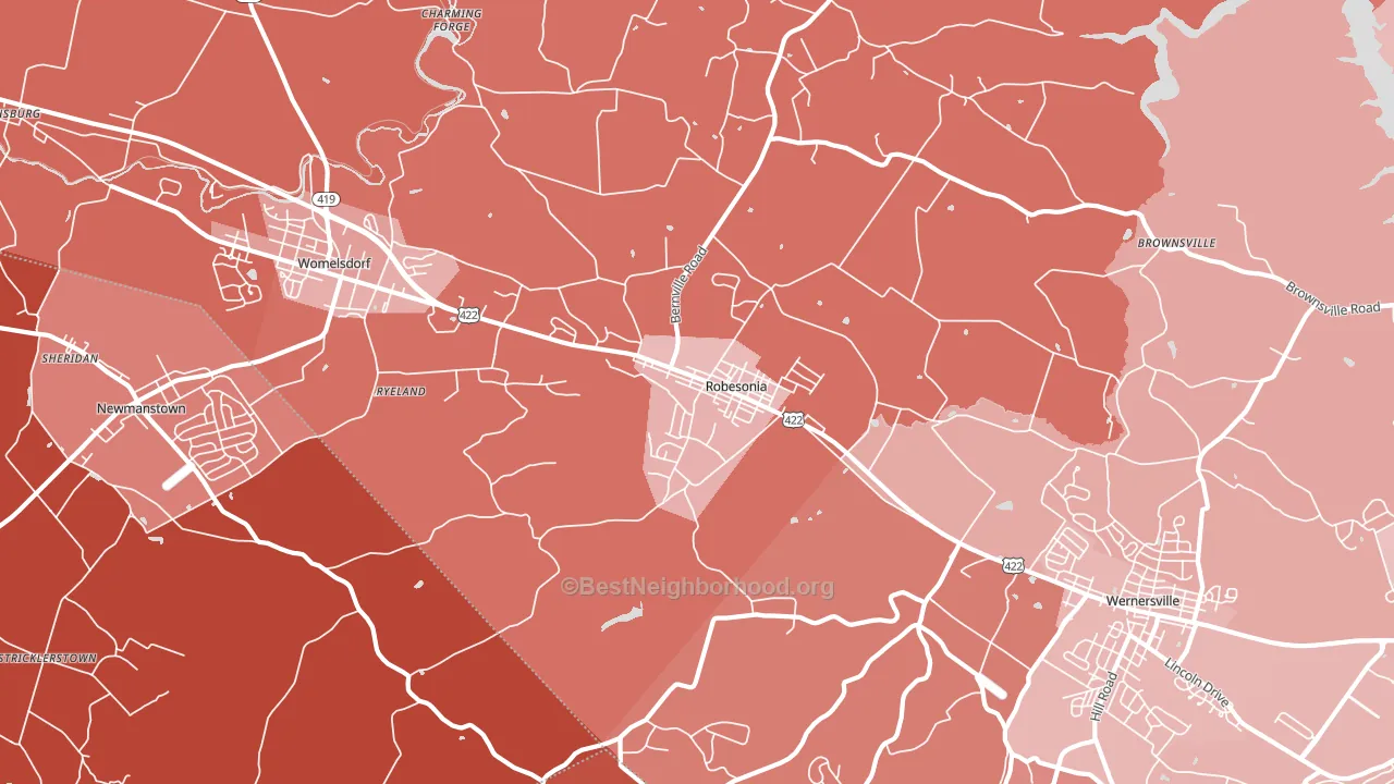19551, PA block-group political-lean map