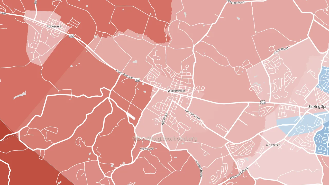 19565, PA block-group political-lean map