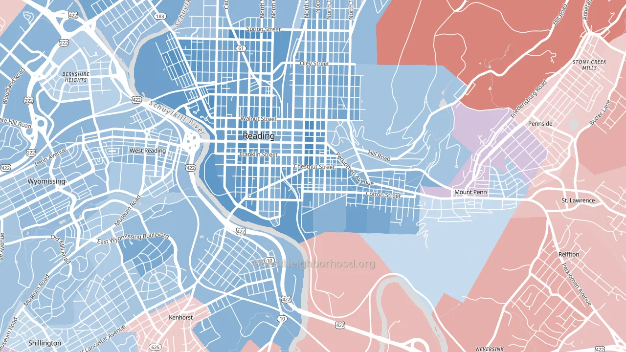 19602, PA block-group political-lean map