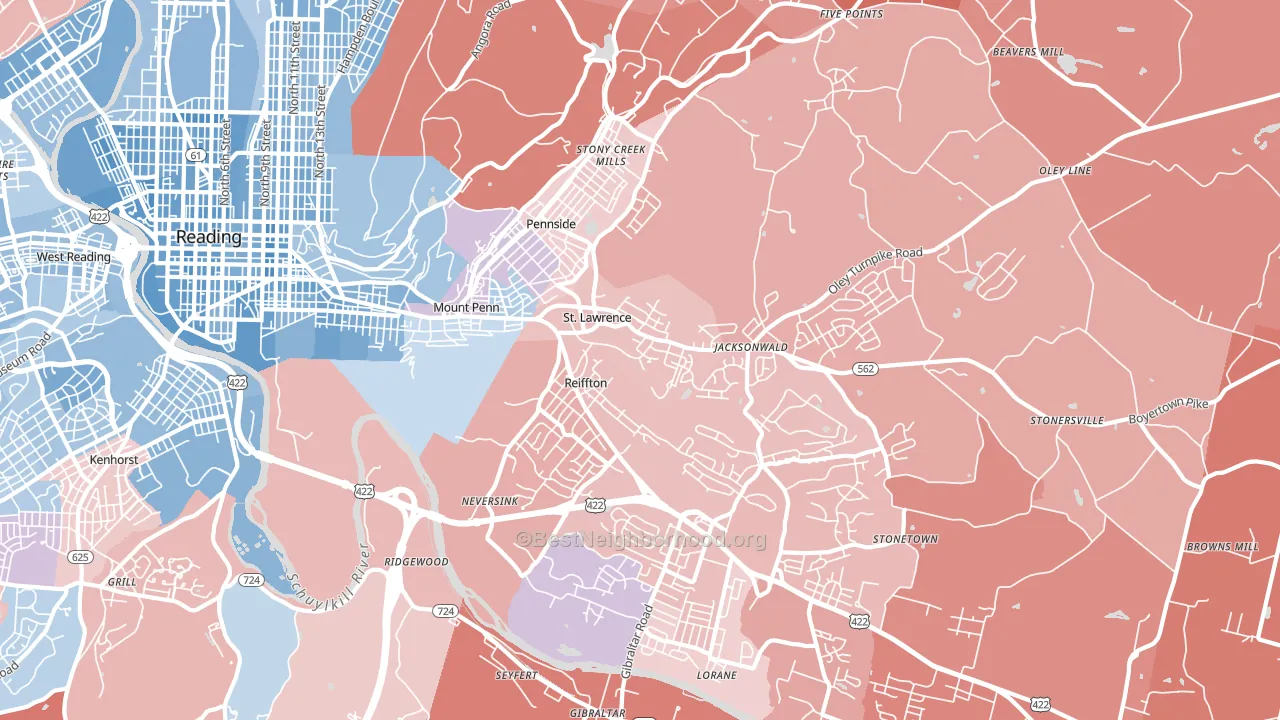 19606, PA block-group political-lean map