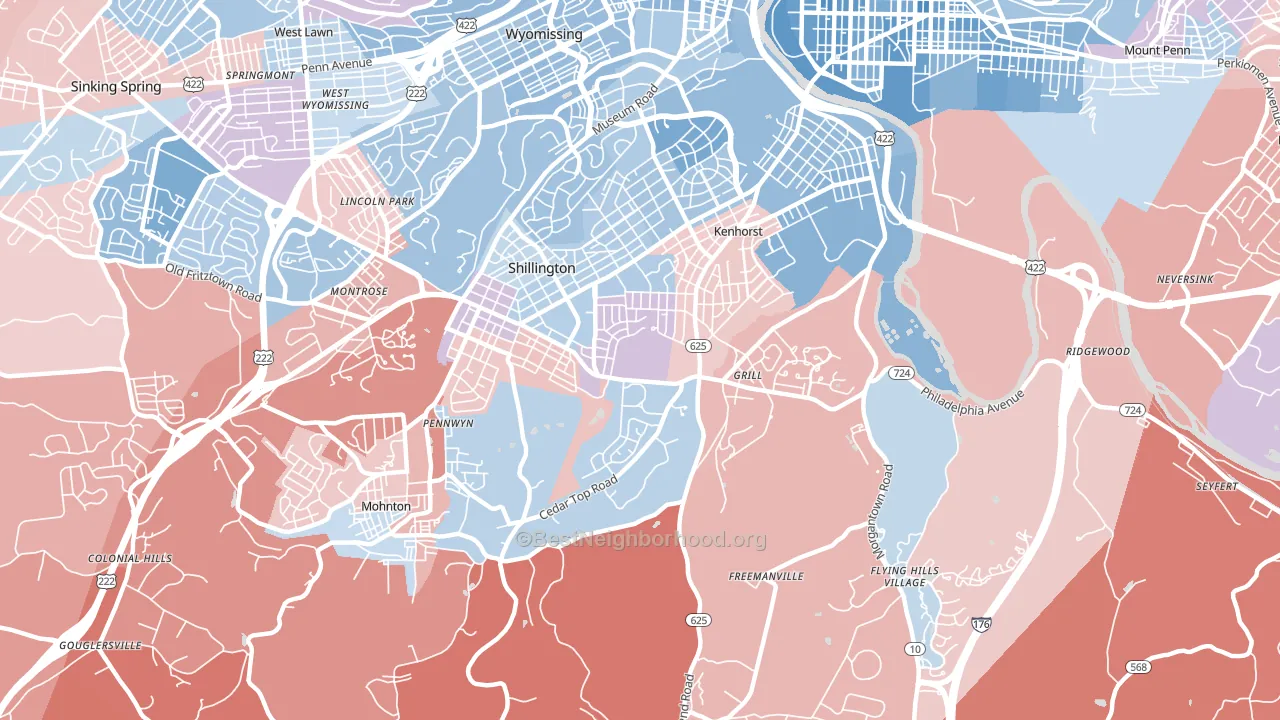 19607, PA block-group political-lean map