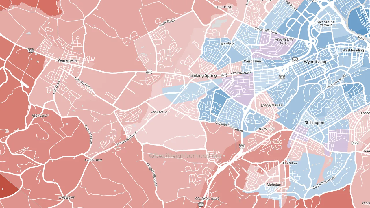 19608, PA block-group political-lean map