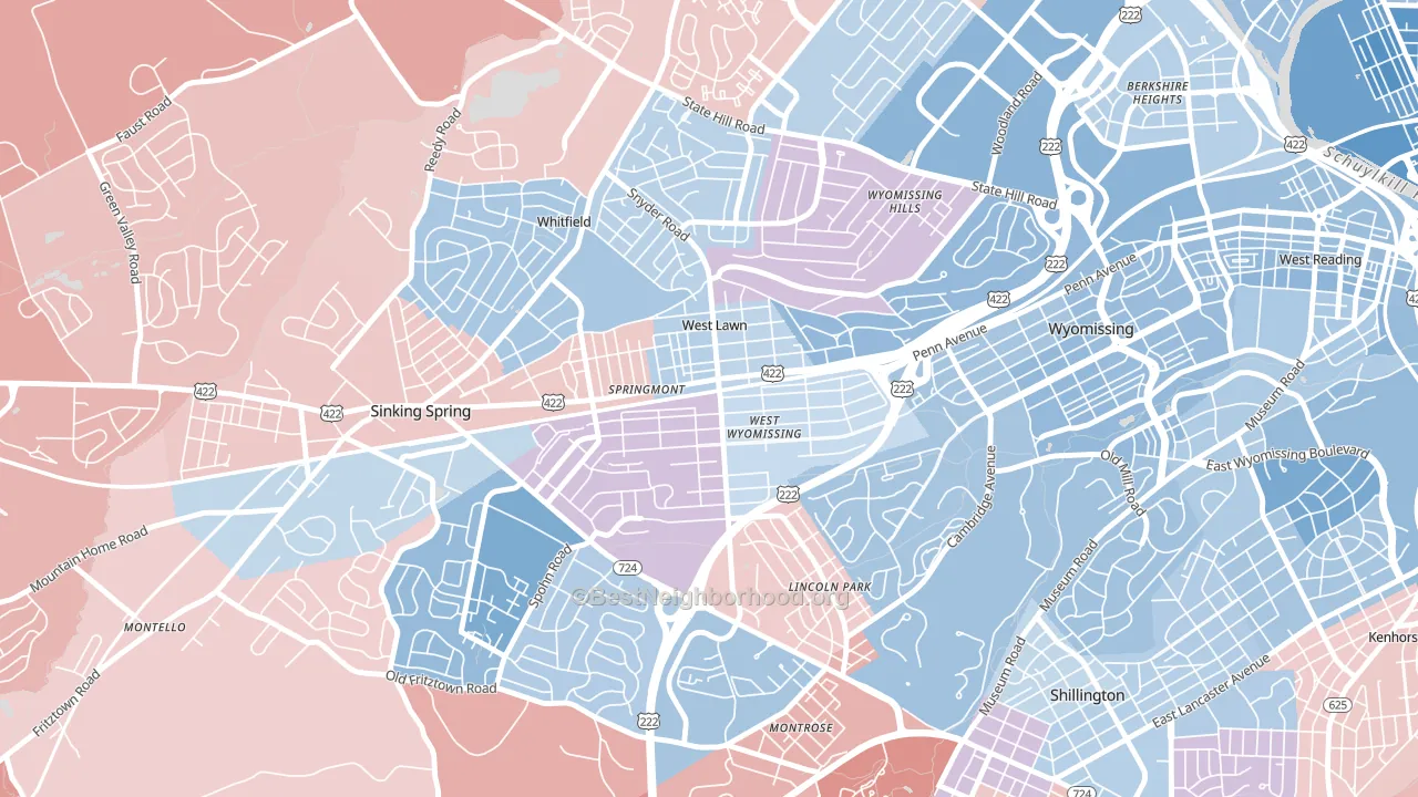 19609, PA block-group political-lean map