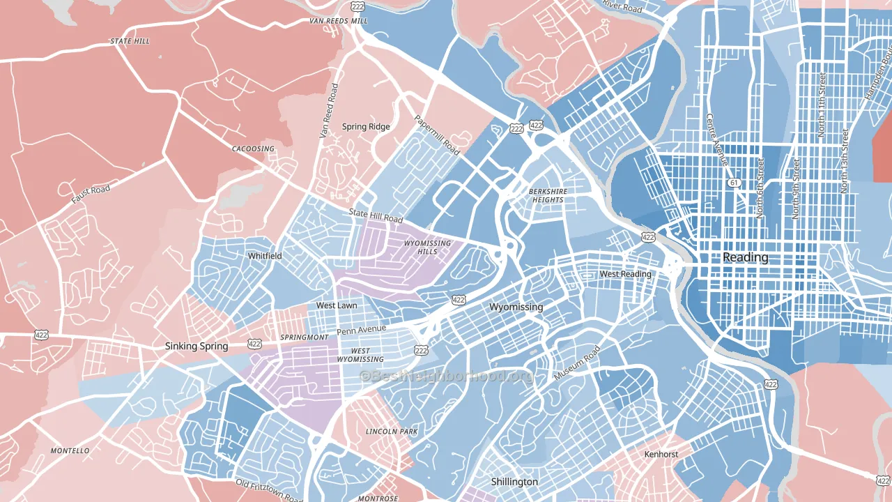 19610, PA block-group political-lean map