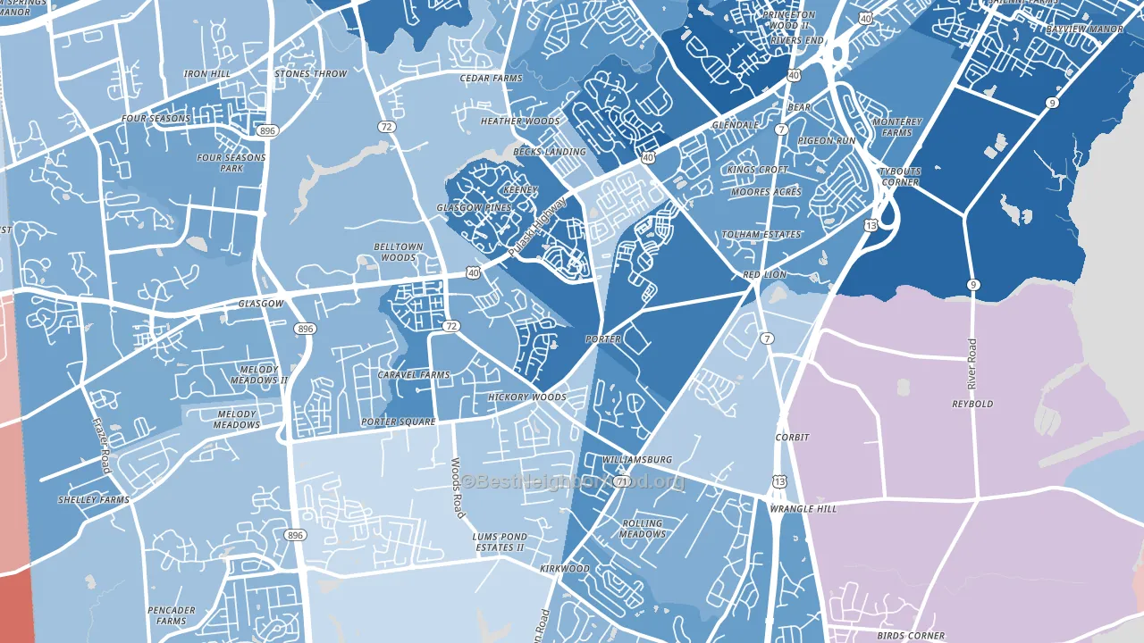 19701, DE block-group political-lean map