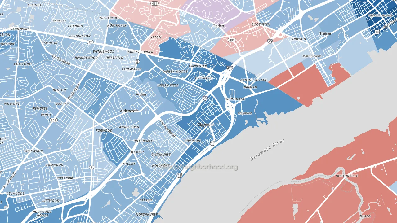 19703, DE block-group political-lean map