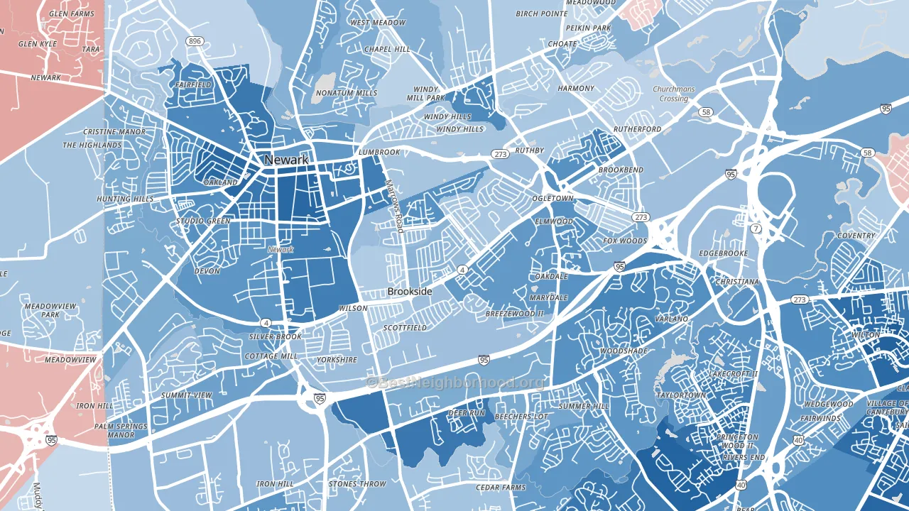 19713, DE block-group political-lean map