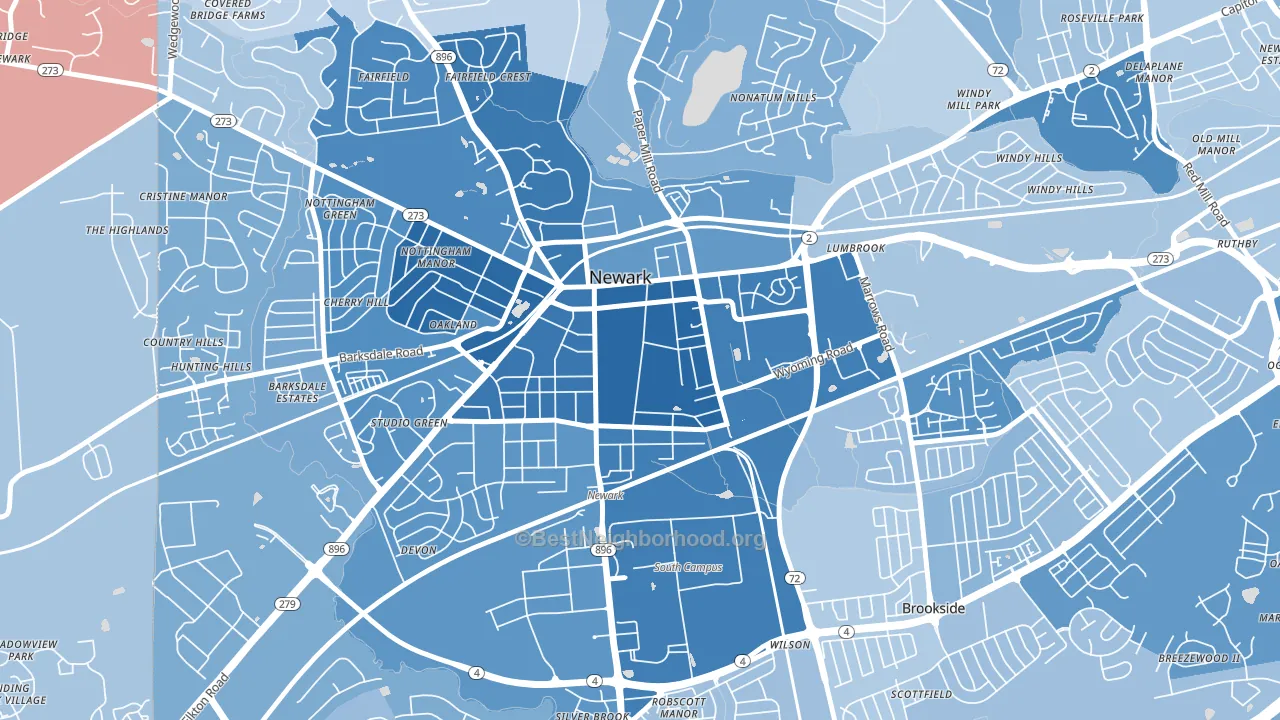 19717, DE block-group political-lean map