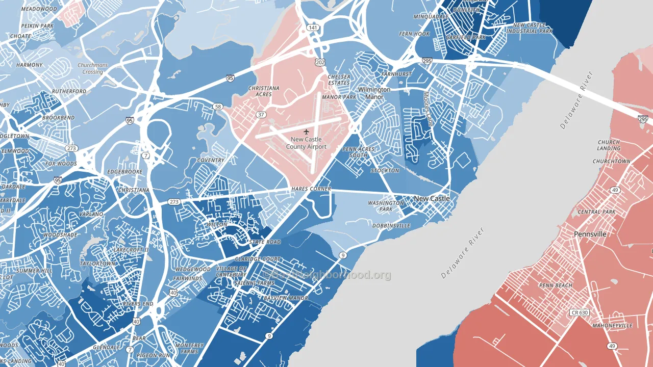 19720, DE block-group political-lean map