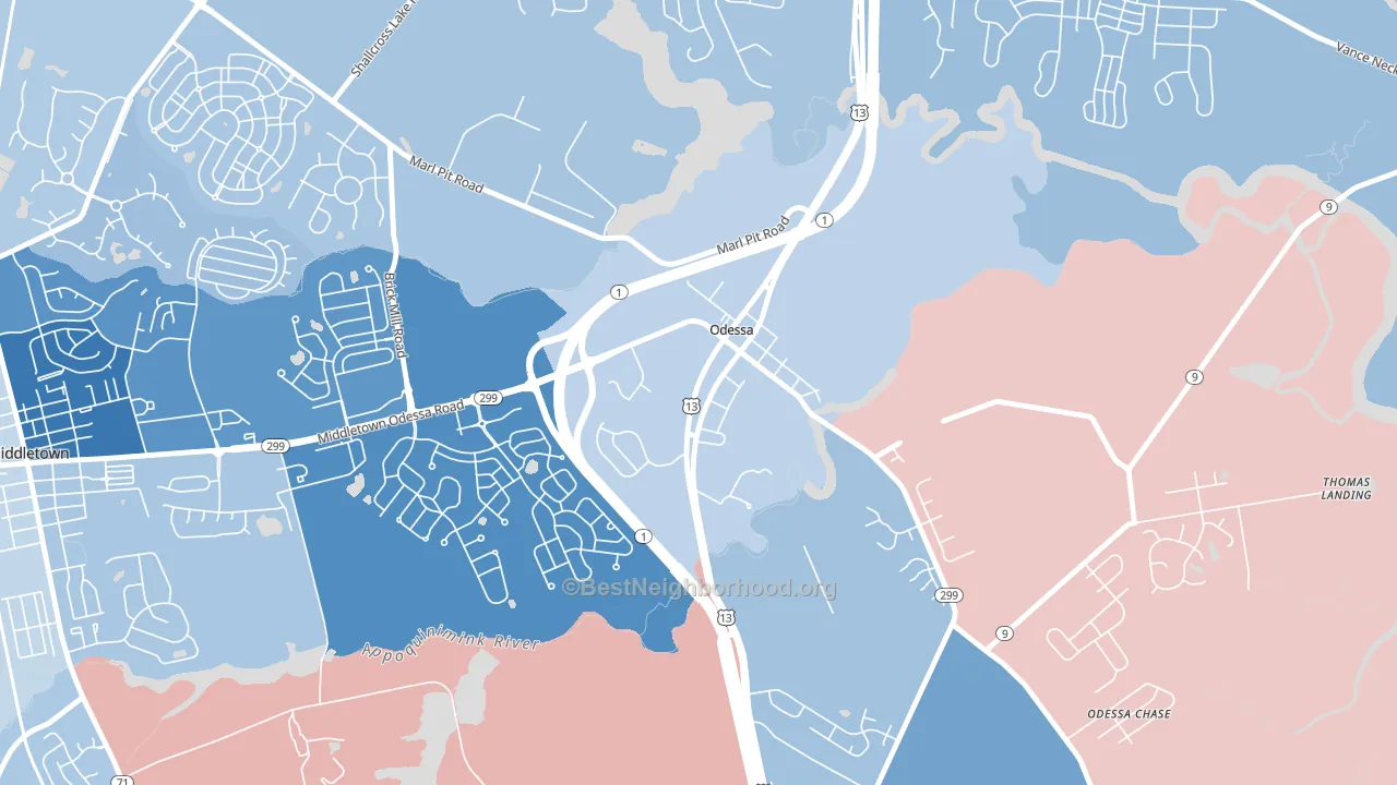 19730, DE block-group political-lean map