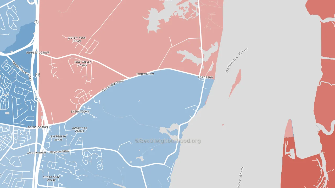 19731, DE block-group political-lean map
