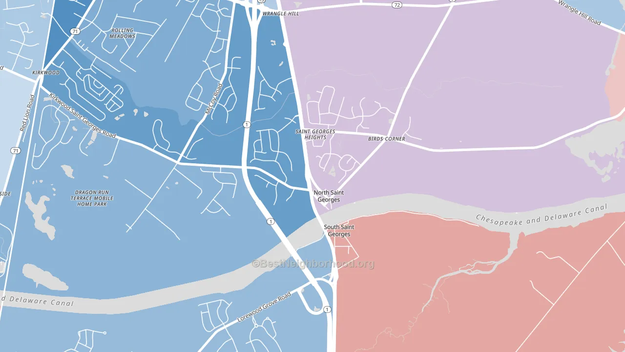 19733, DE block-group political-lean map