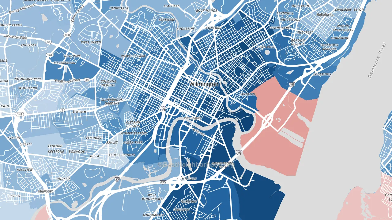 19801, DE block-group political-lean map