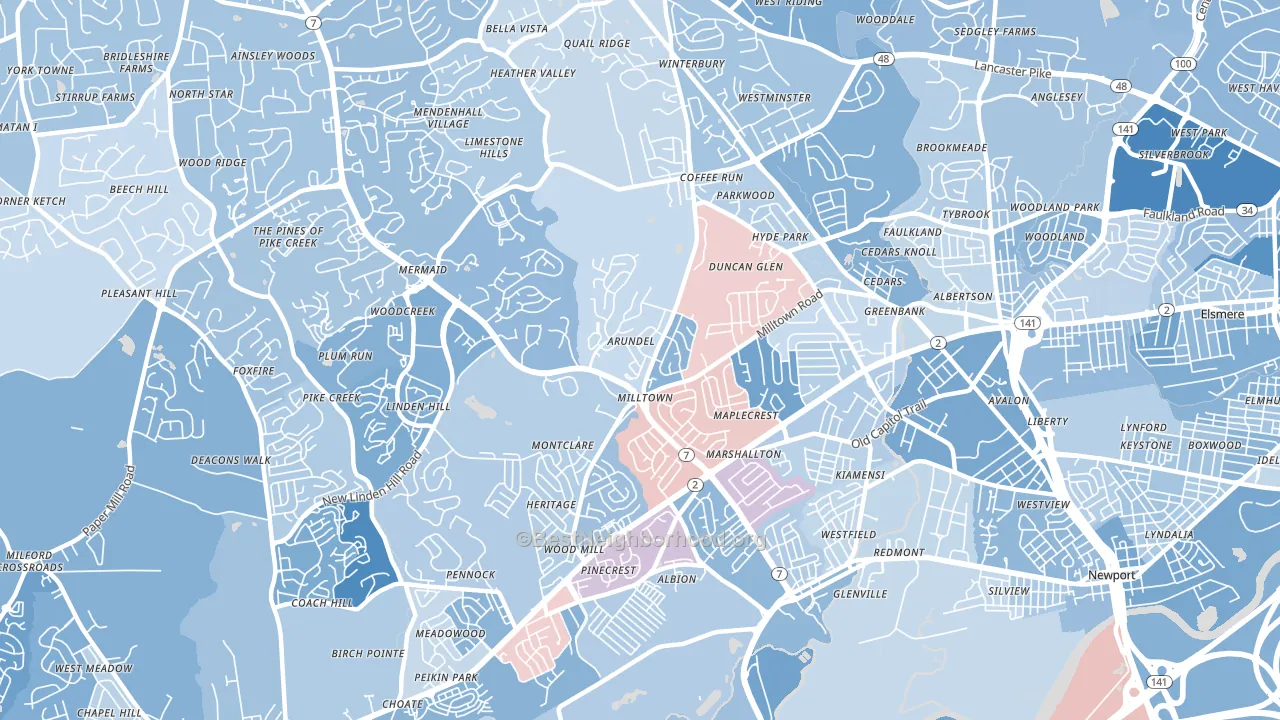 19808, DE block-group political-lean map