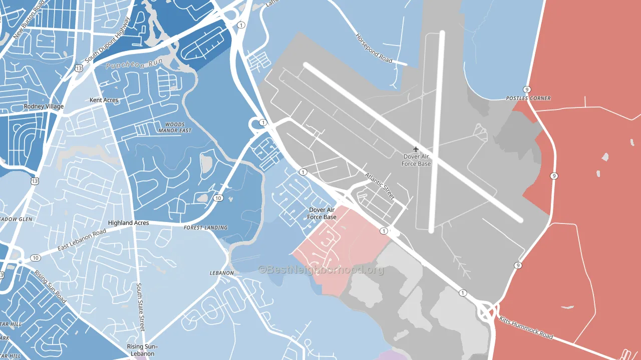 19902, DE block-group political-lean map