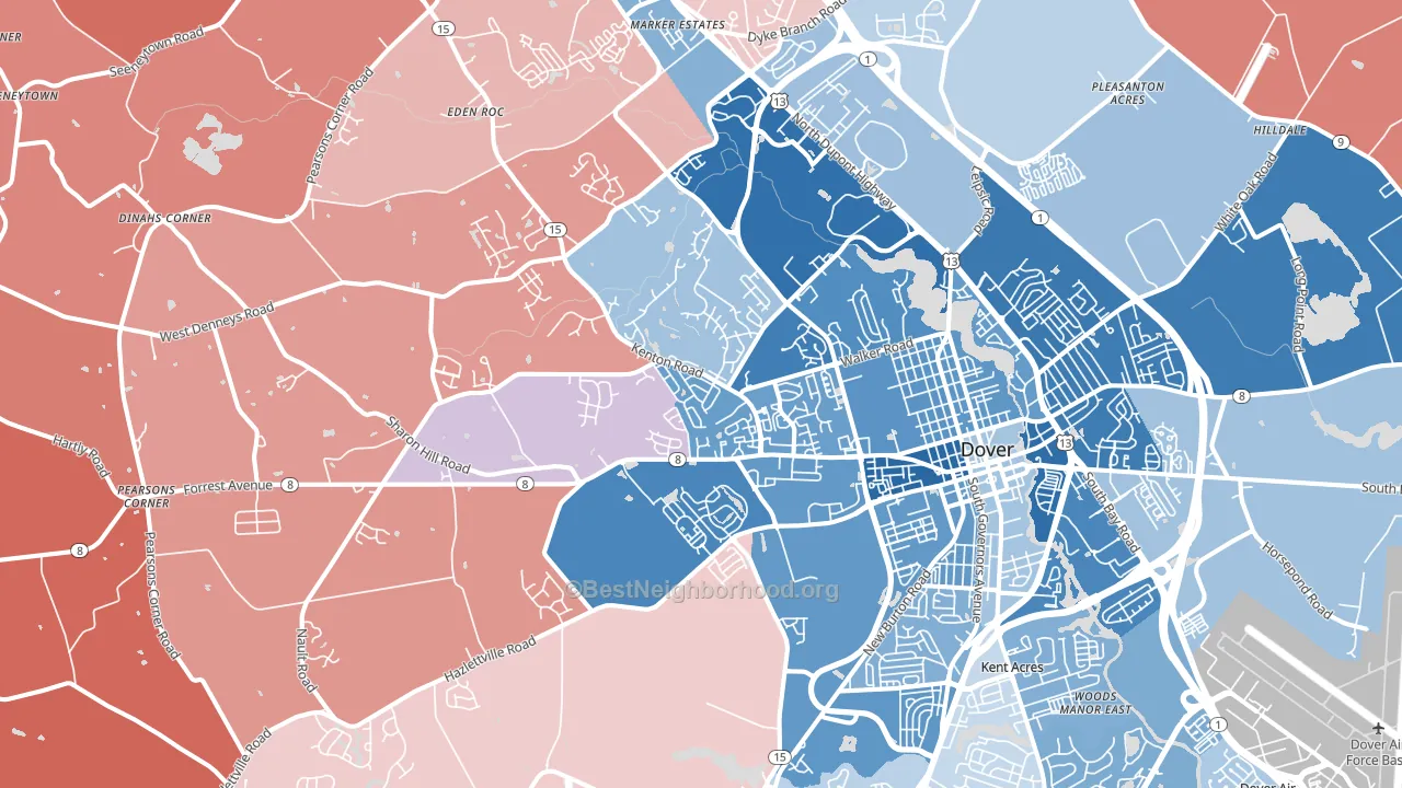 19904, DE block-group political-lean map