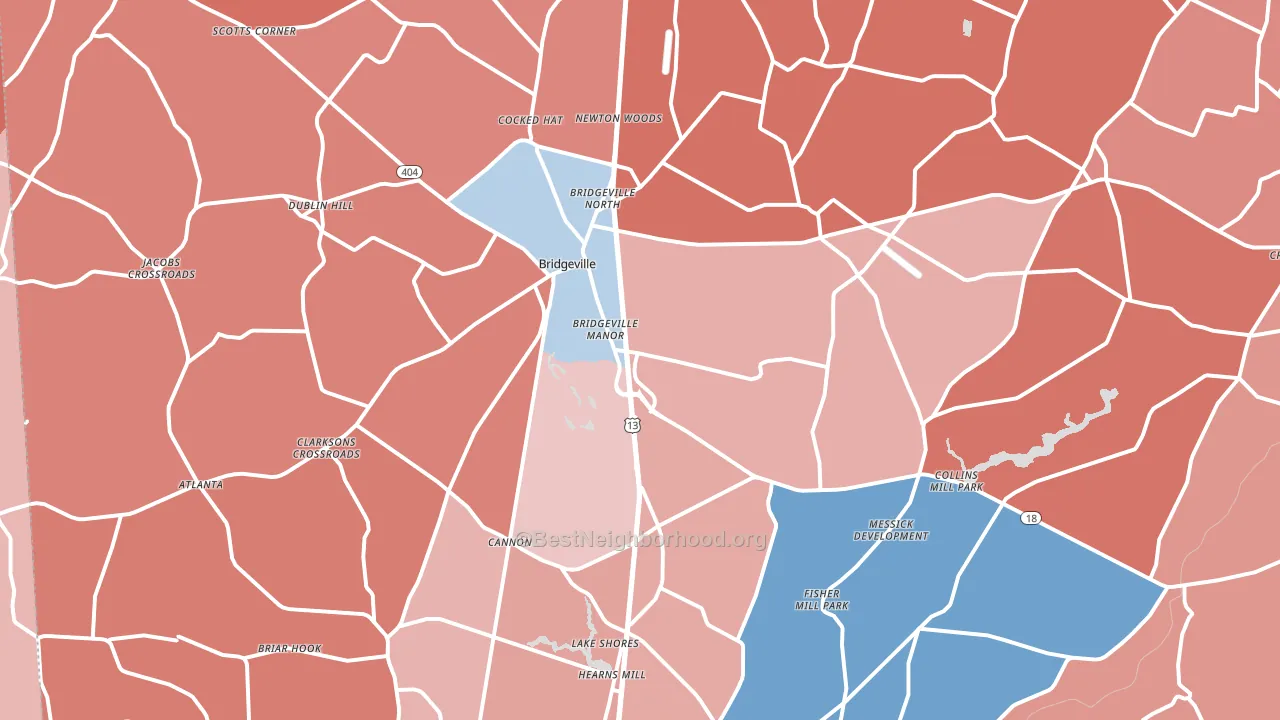 19933, DE block-group political-lean map