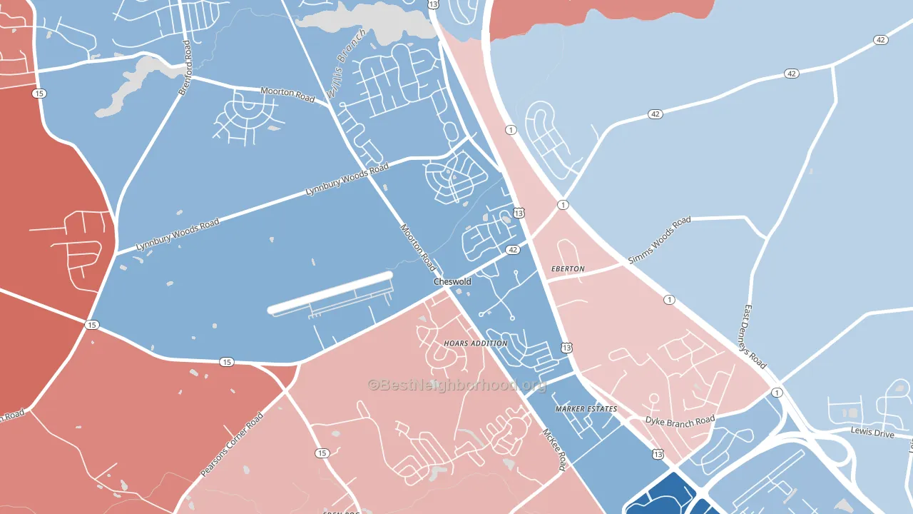 19936, DE block-group political-lean map