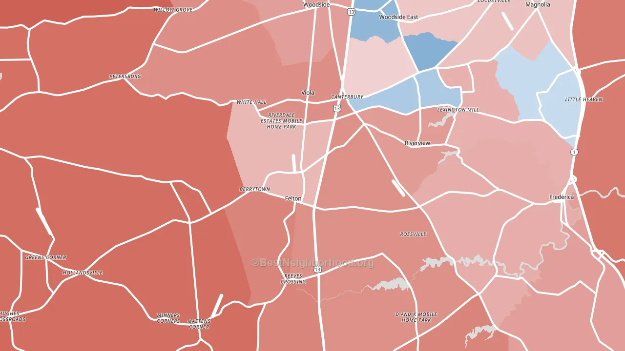 19943, DE block-group political-lean map