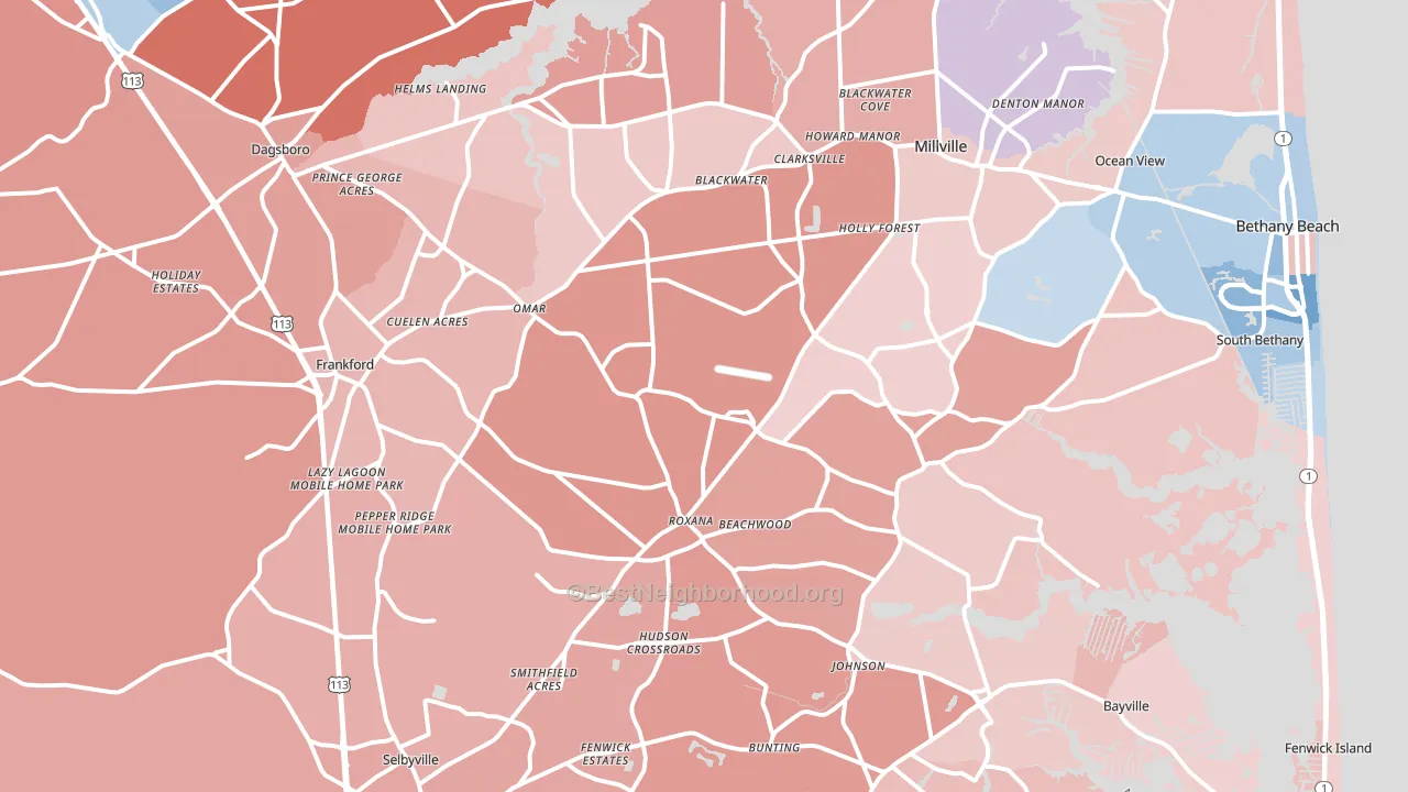 19945, DE block-group political-lean map