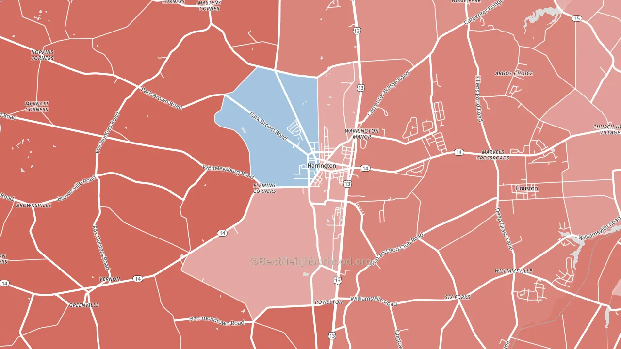 19952, DE block-group political-lean map