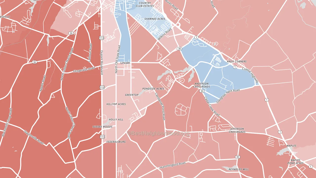 19960, DE block-group political-lean map
