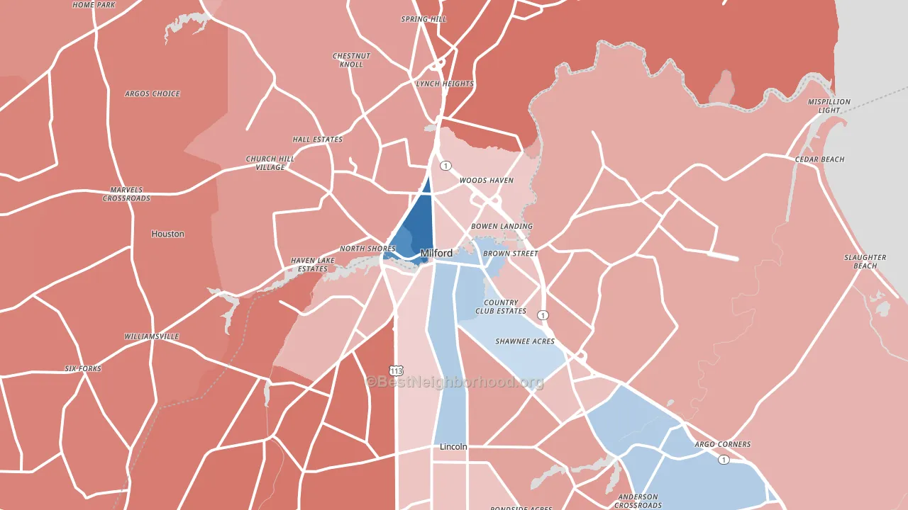 19963, DE block-group political-lean map