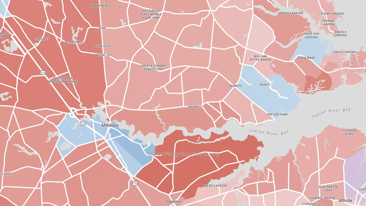 19966, DE block-group political-lean map