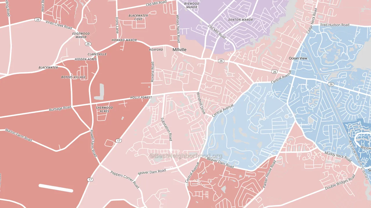 19967, DE block-group political-lean map