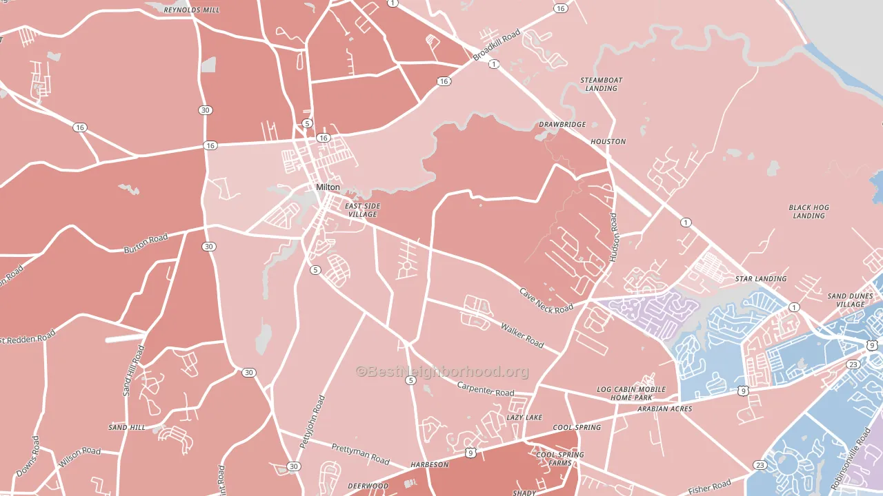 19968, DE block-group political-lean map
