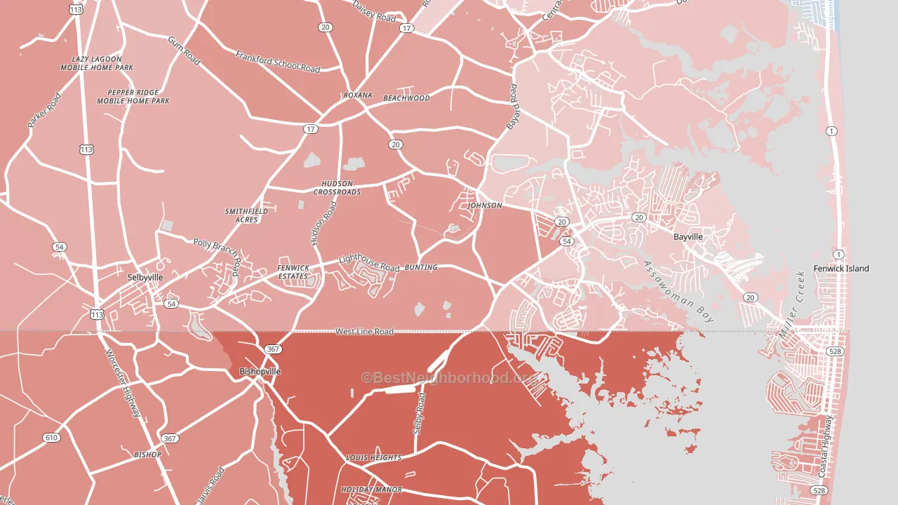 19975, DE block-group political-lean map