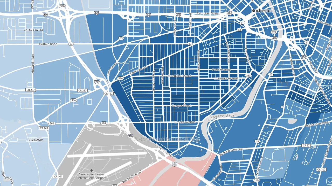 19th Ward, Rochester, NY block-group political-lean map